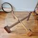 Wooden round table with glass top - Vintage