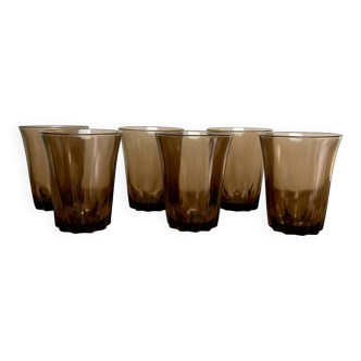 6 small smoked glasses