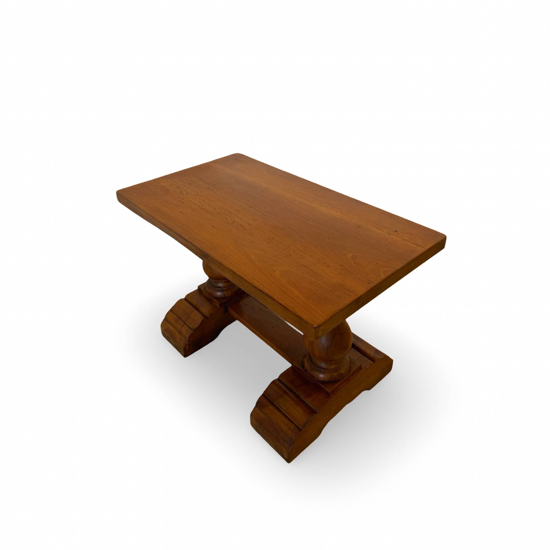 A small, rustic walnut wooden table, crafted from solid walnut wood, 1