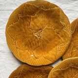 4 plates in Gien vine leaf slip, Primefleur vintage creation
