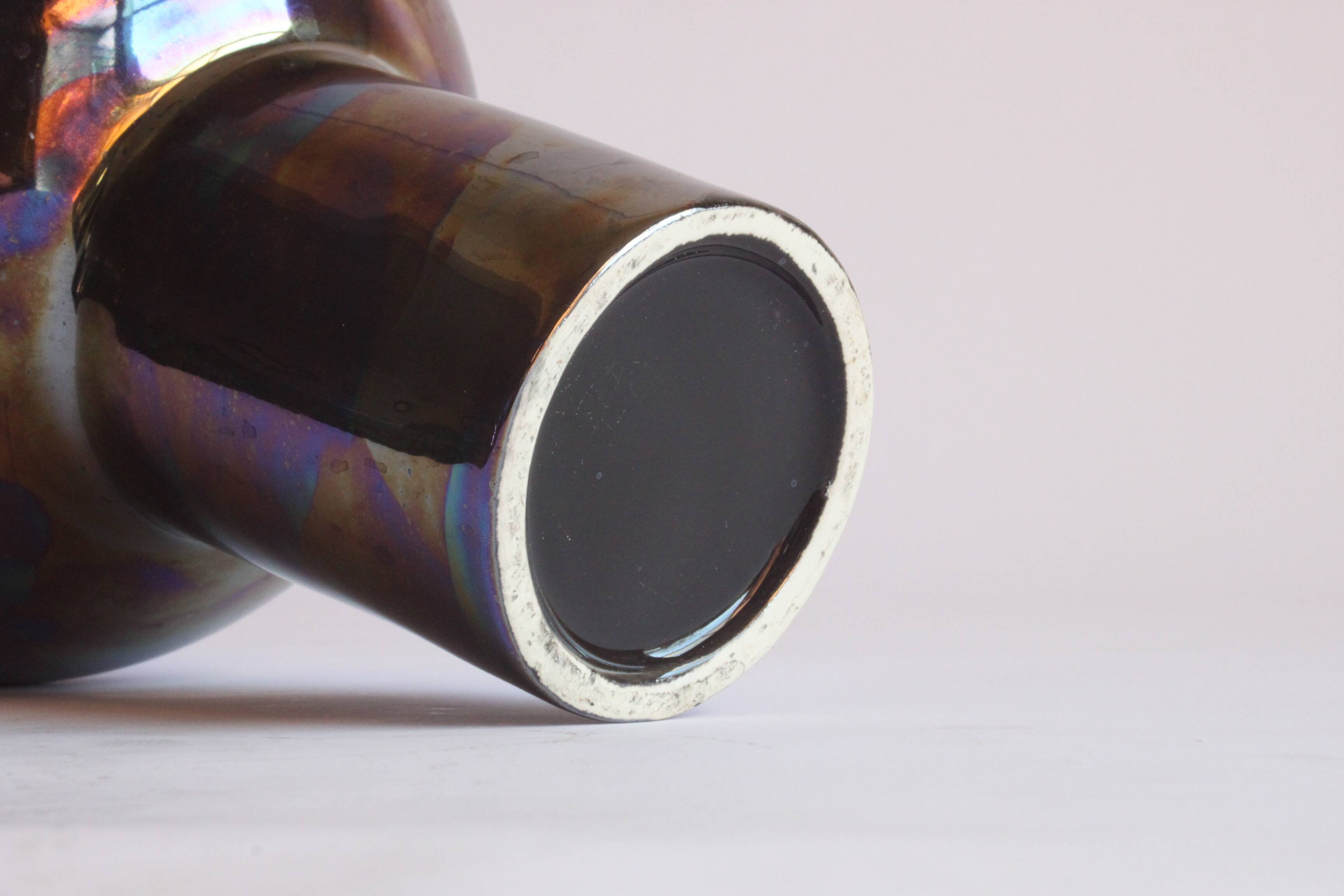 Metallic glaze ceramic vase, 1980s