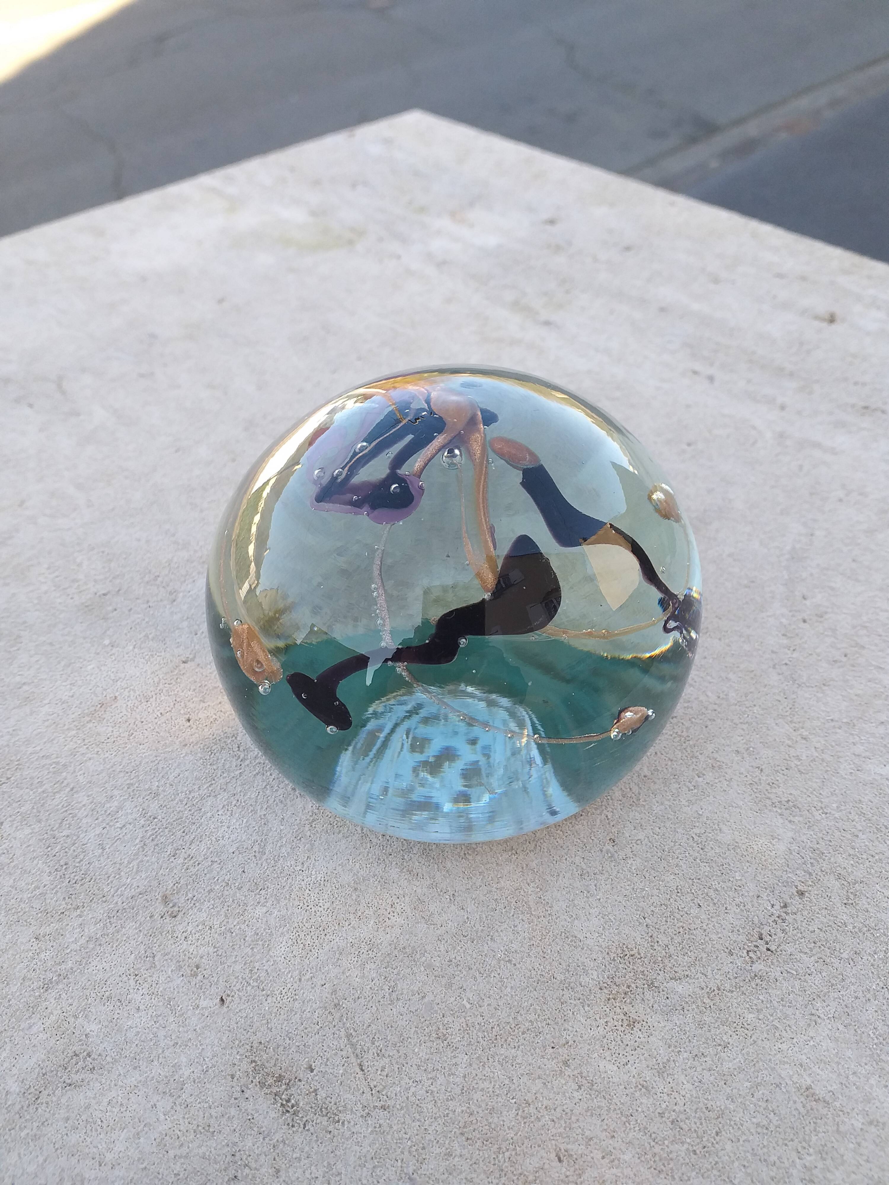 Inclusion glass paste paperweight Maure-Vieil -Bob Le Bleis - 1970's