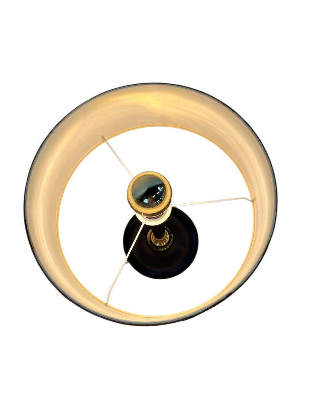 Lampe de table vintage noire avec pied en cuir