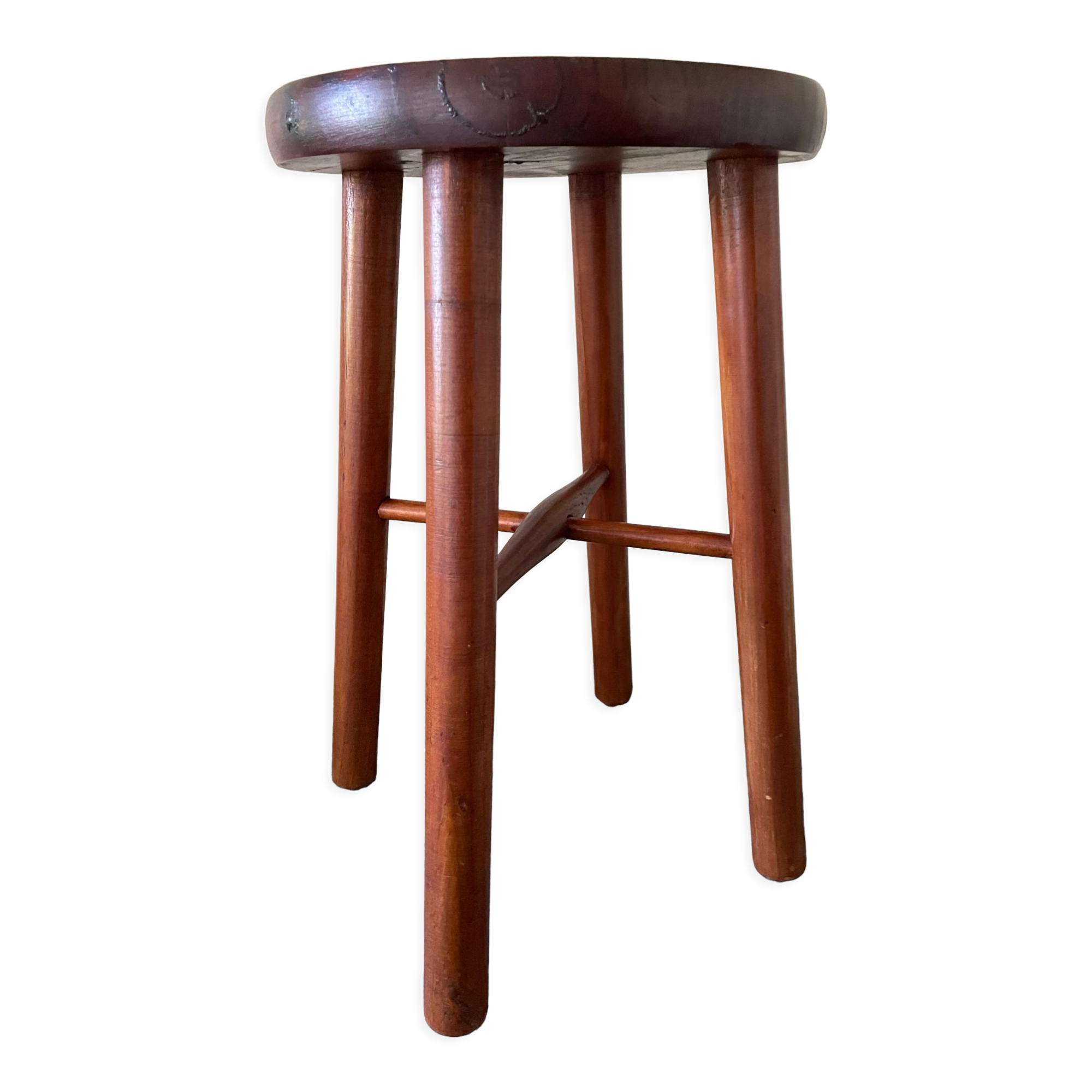 Varnished wooden stool