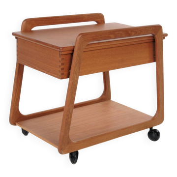Sika Mobler sewing trolley, teak, Denmark, vintage, 1960s