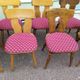 Set of 10 wooden bistro chairs with vintage cushions from the 70s/80s/90s