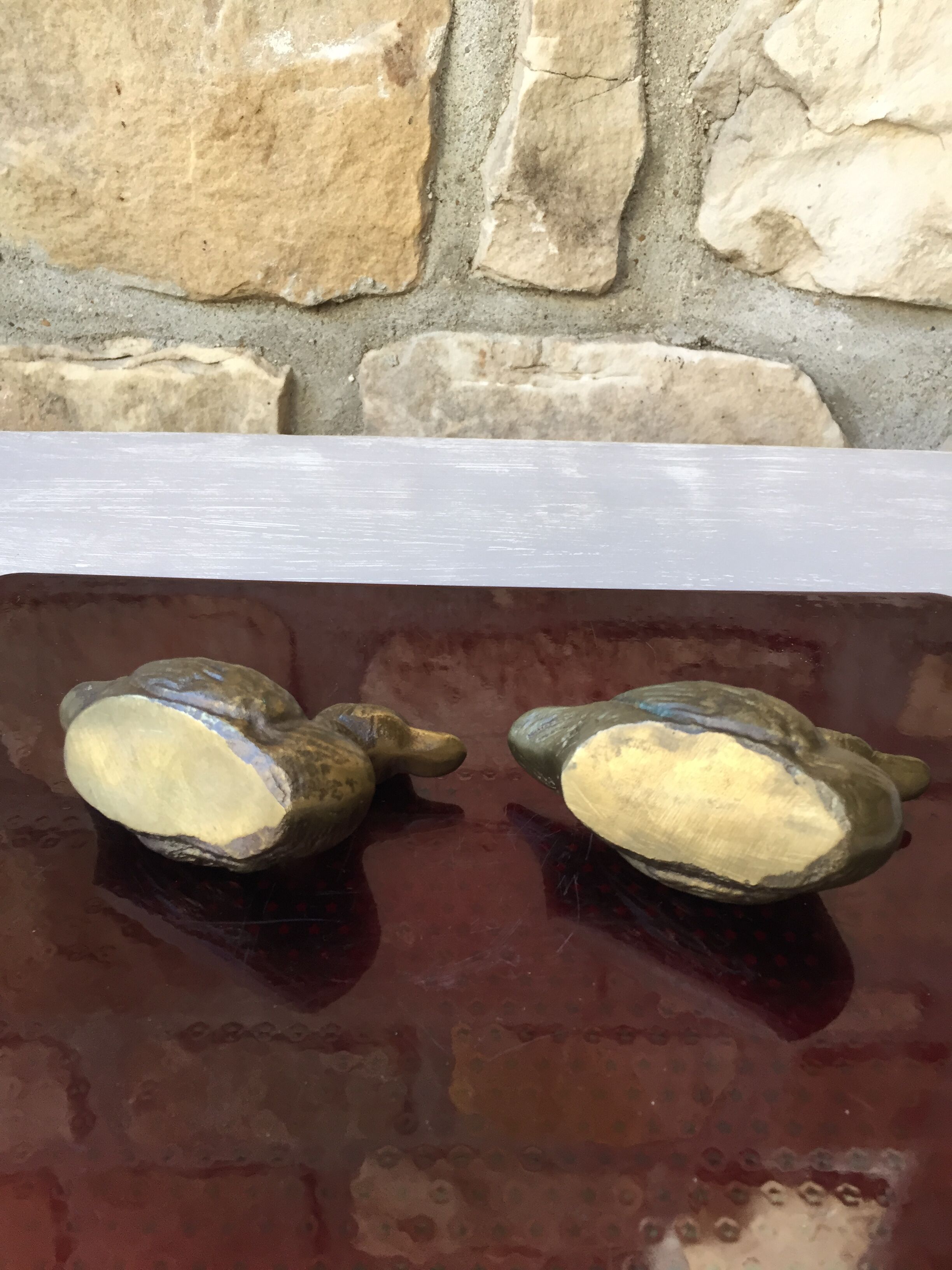 Pair of ducks brass paperweight