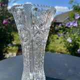 Large engraved and cut crystal vase