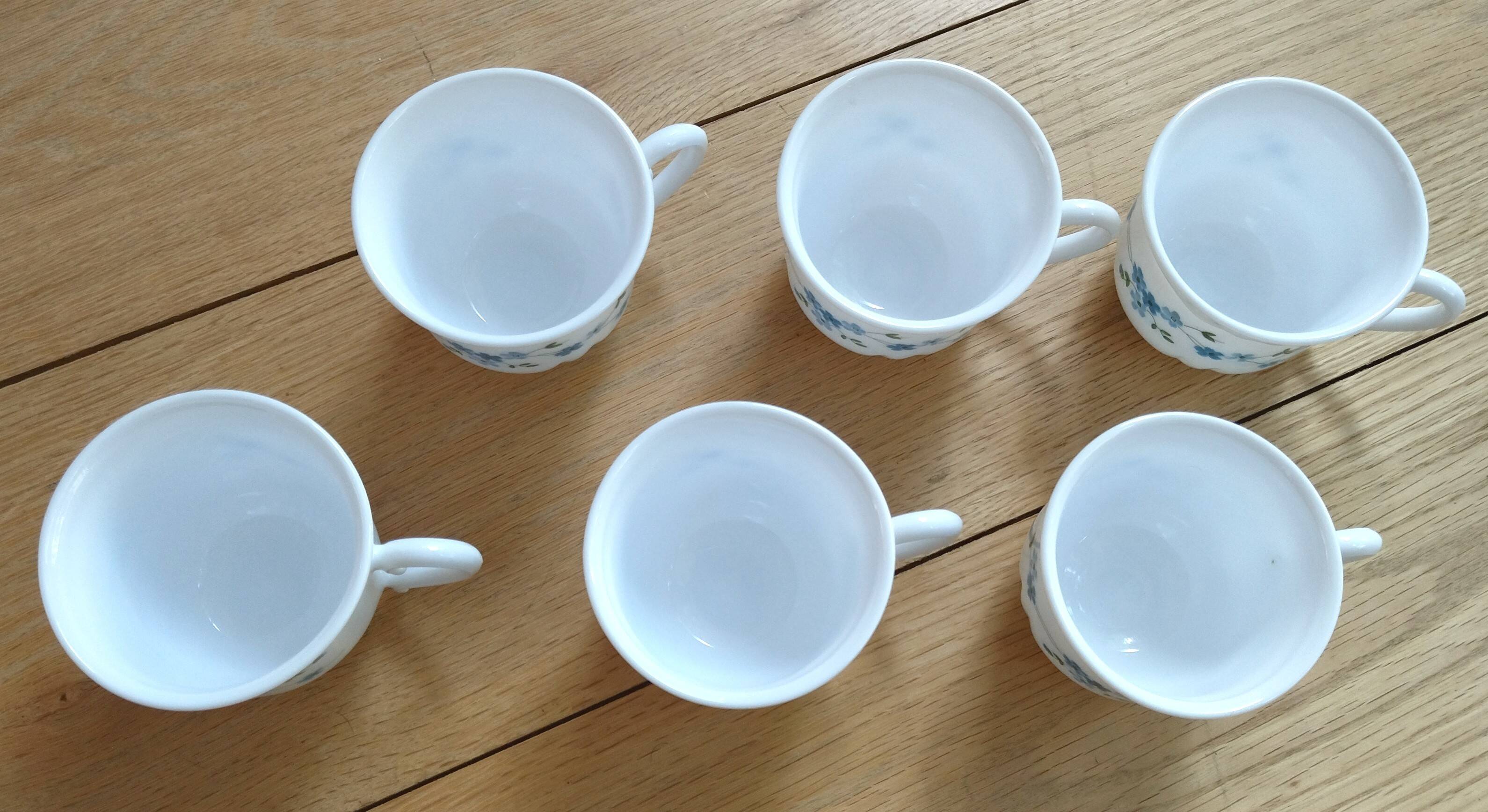 Set of 6 coffee cups model Véronica, forget-me-not