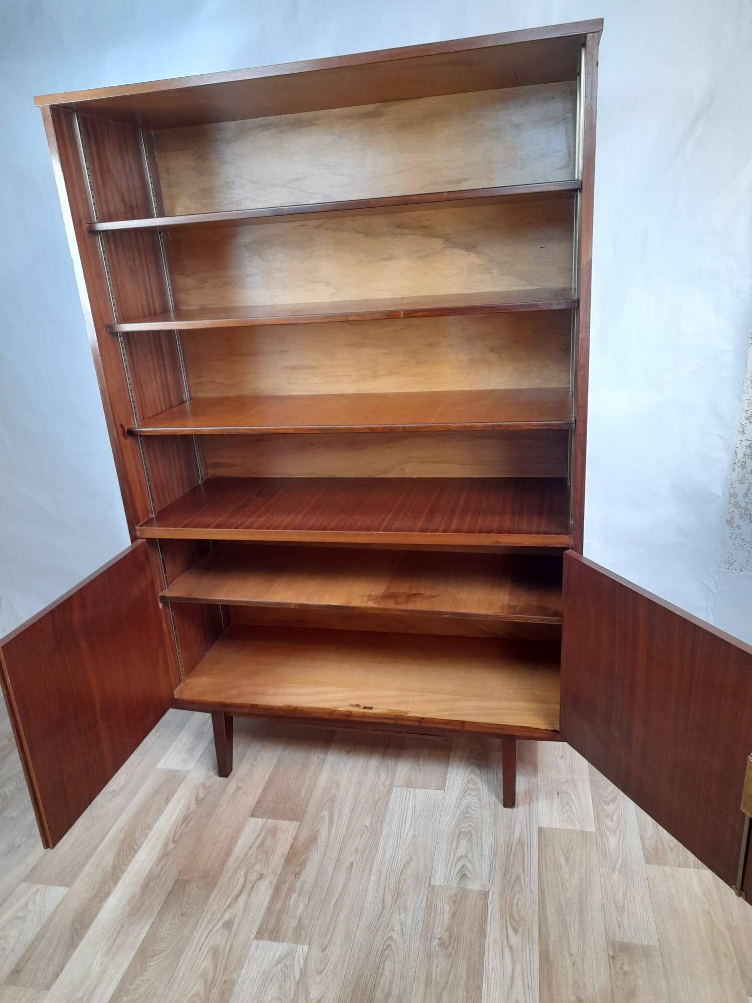 Vintage Scandinavian brown wooden bookcase, 1960s