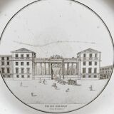 Antique fine earthenware plate "Palais Bourbon" Creil, early 19th century