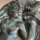 Green-blue enameled ceramic (stoneware) candy box with mermaid decoration, mid-20th century