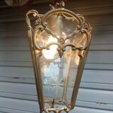 Bronze lantern of Louis XVI style working order - engraved glasses