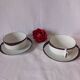 Lunch duo cups and saucers in Limoges porcelain by Lafarge.