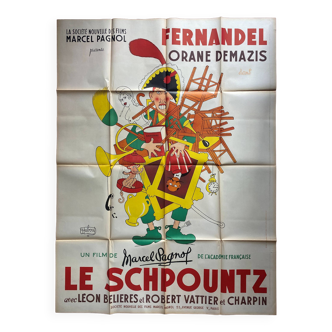 Original cinema poster "Le Schpountz" Fernandel, Marcel Pagnol, Dubout 120x160cm 50's