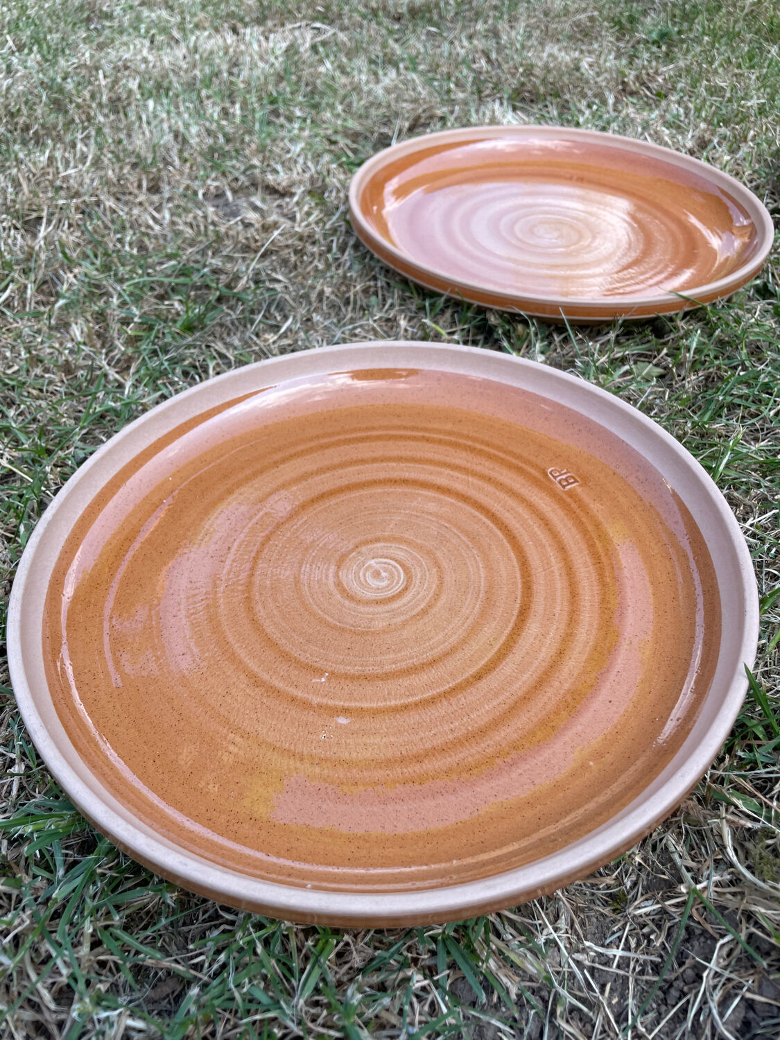 6 Sarreguemines flat plates in vintage stoneware 1970.