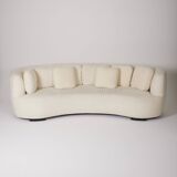 WHITE MOHAIR HALF MOON SOFA