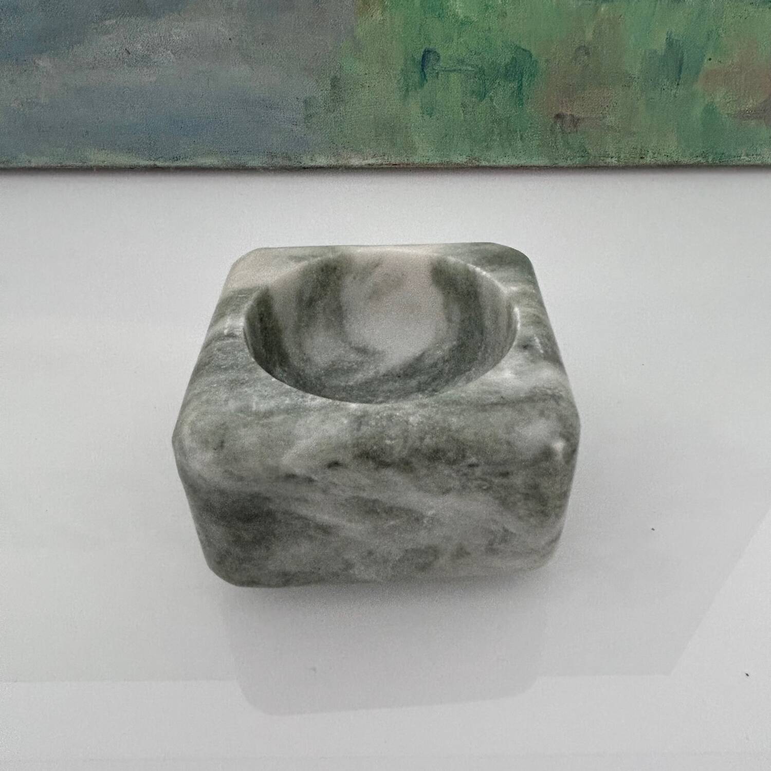 Green marble salt pot
