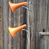 Two conical reflectors orange 1970 vintage floor lamp