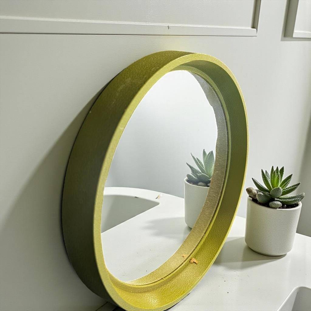 Miroir mural rond vintage vert citron