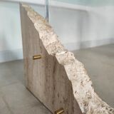 Travertine and glass coffee table