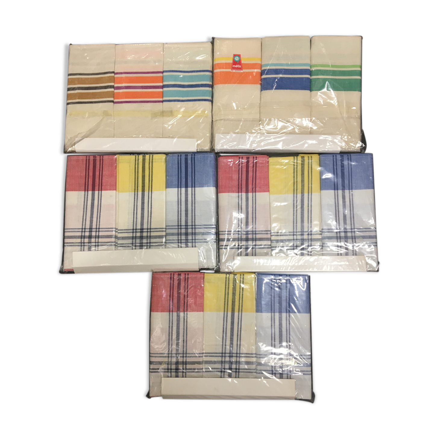 set of 15 old tea towels new in linen and cotton