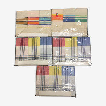 set of 15 old tea towels new in linen and cotton