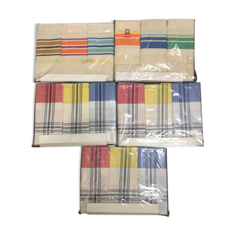 set of 15 old tea towels new in linen and cotton