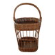 Panier porte bouteilles ancien en rotin