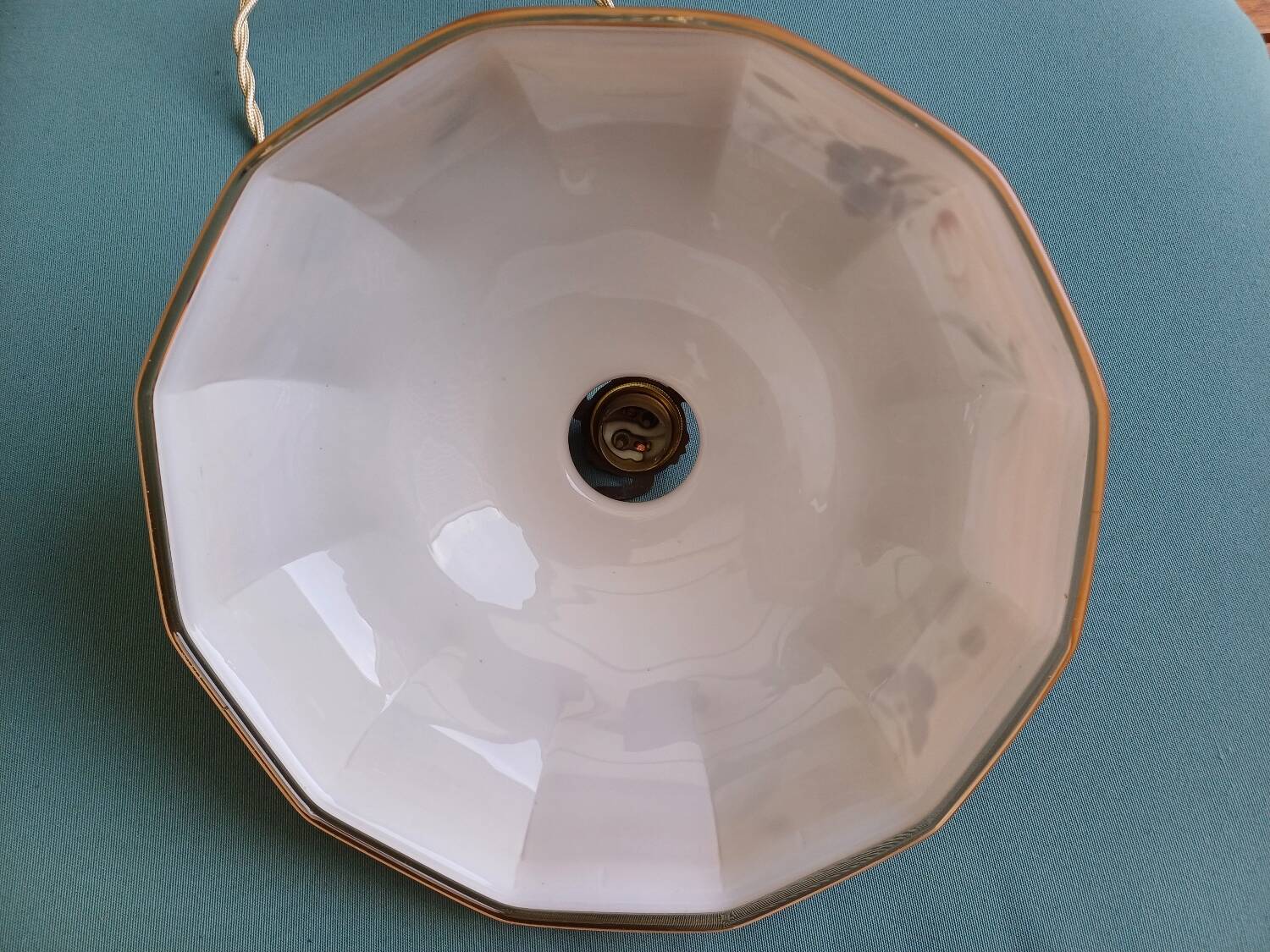 Suspension in pink opaline painted art deco