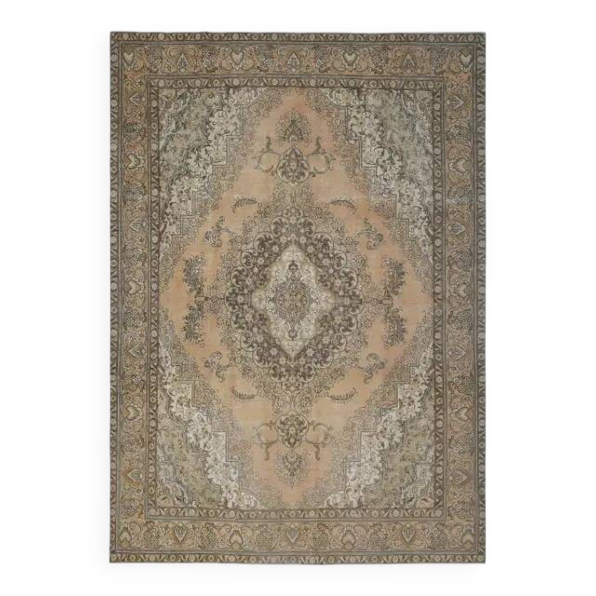 Tapis en laine persan fait main vintage des années 1970, orange, 276x386.