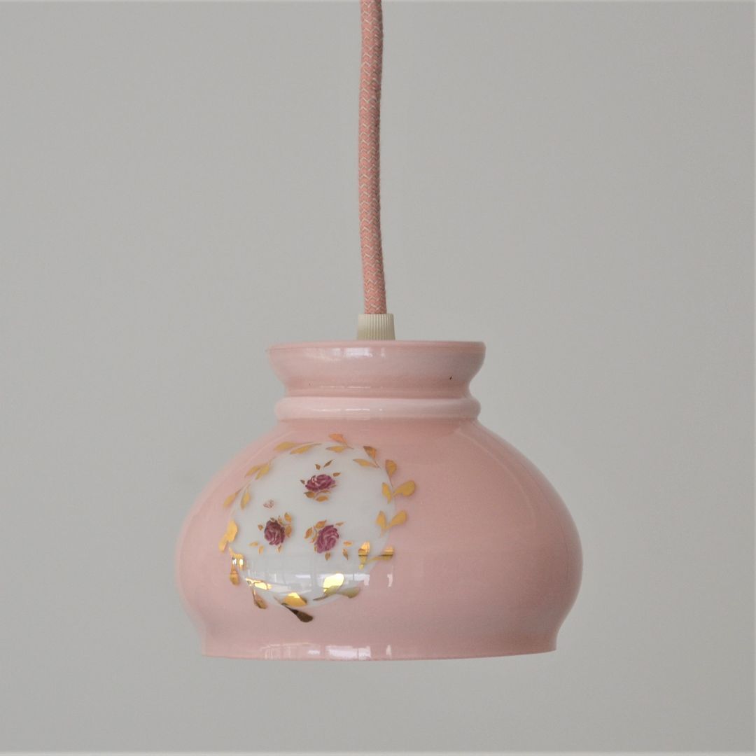 Vintage pink walkman floral pattern and golden frieze