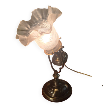 tilting lamp (boat) bronze and brass 30x14 lace tulip music holder