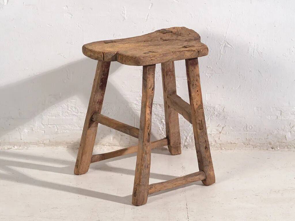 Antique stool in wabi-sabi style (c.1900) #9