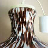 Pendant light in white opal glass with black speckles, 1960s/1970s