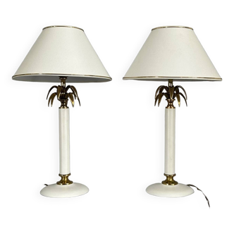 Paire de lampes ceramique blanche 1970