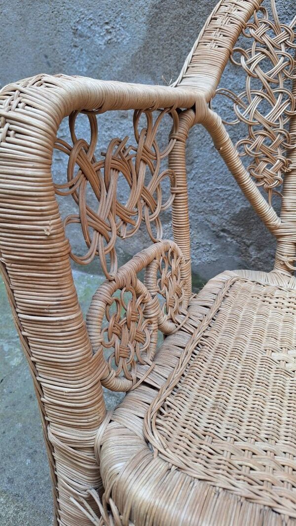 Ensemble de jardin en rotin Peacock banquette  et fauteuil