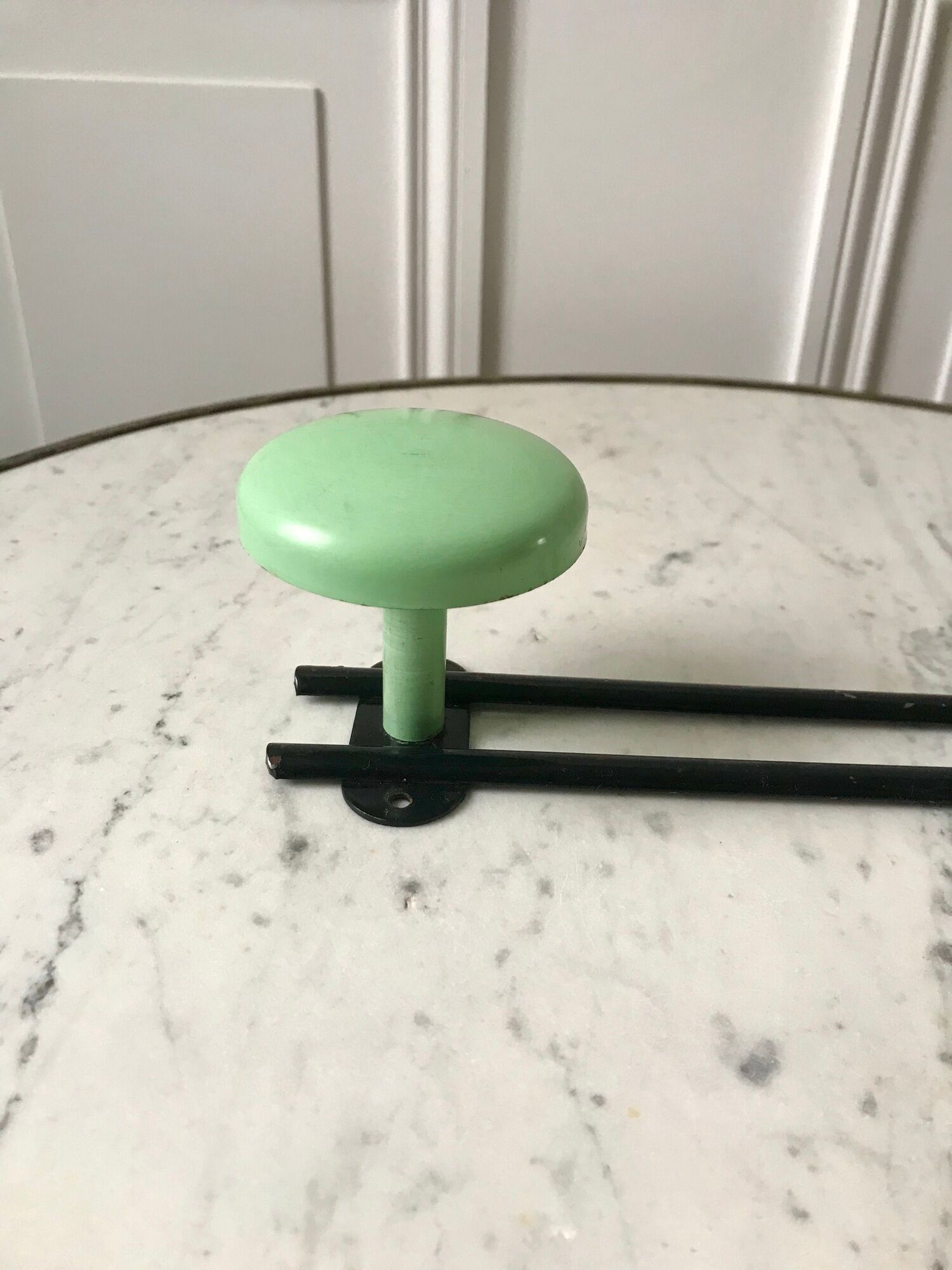 Black metal hook and sage green 60s-70s