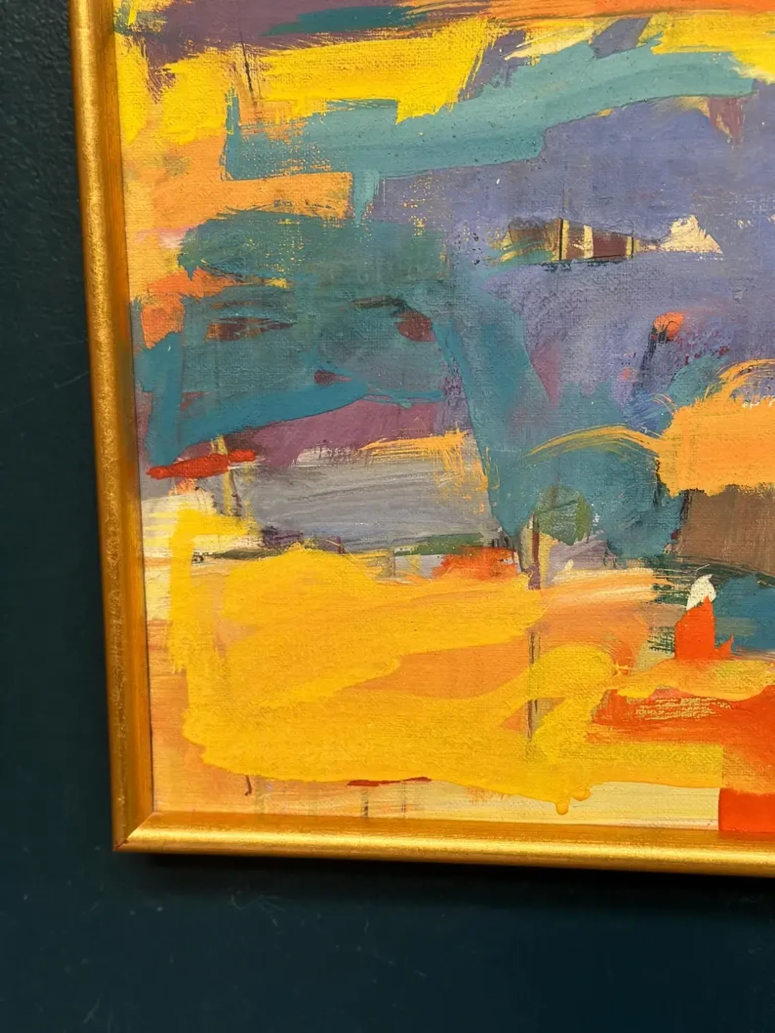 Original Oil on Canvas – “Abstract” by Ubaid Syed – Signed – Vintage & Framed – 53 × 43 cm (20.9" × 16.9")
