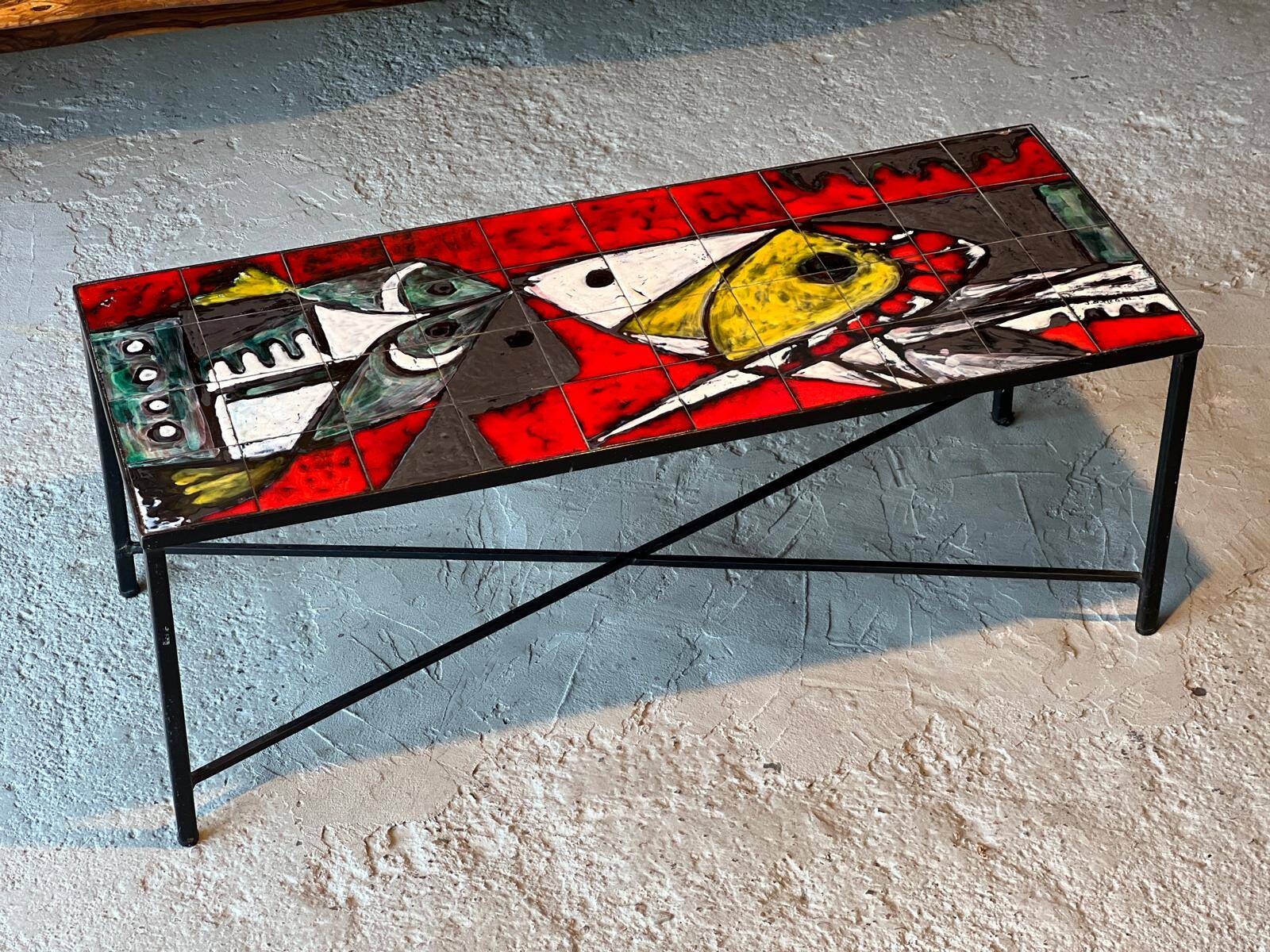 Janette and Georges Picard Ceramic Coffee Table Vallauris 1960