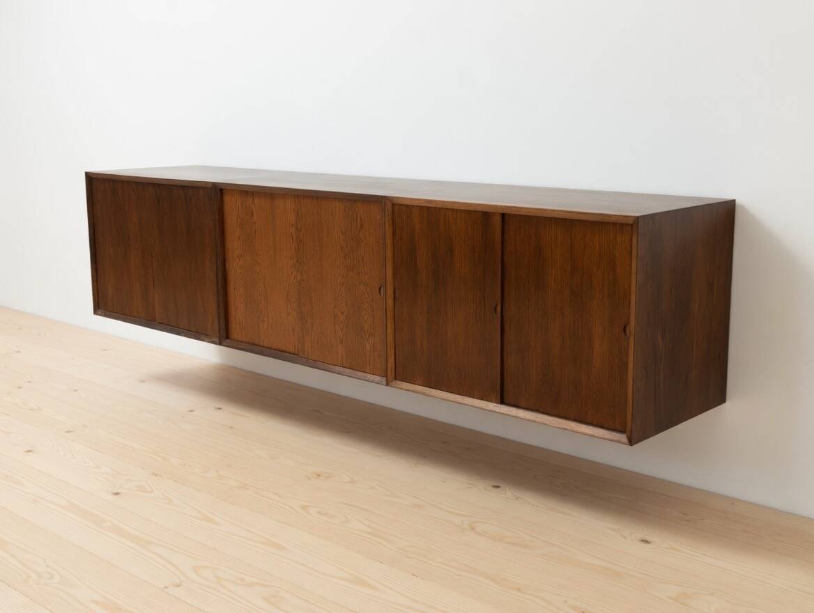 Poul Cadovius Floating Wall Mounted Rosewood Sideboard By CADO, 1960s.