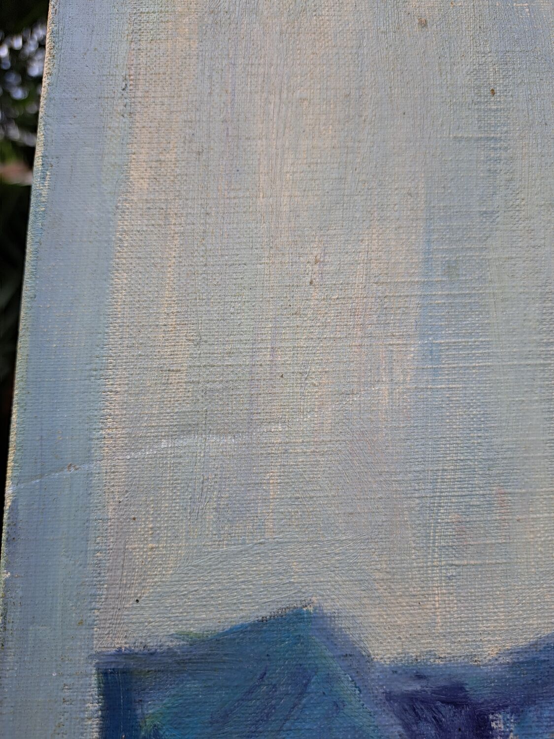Canvas signed "blue houses"