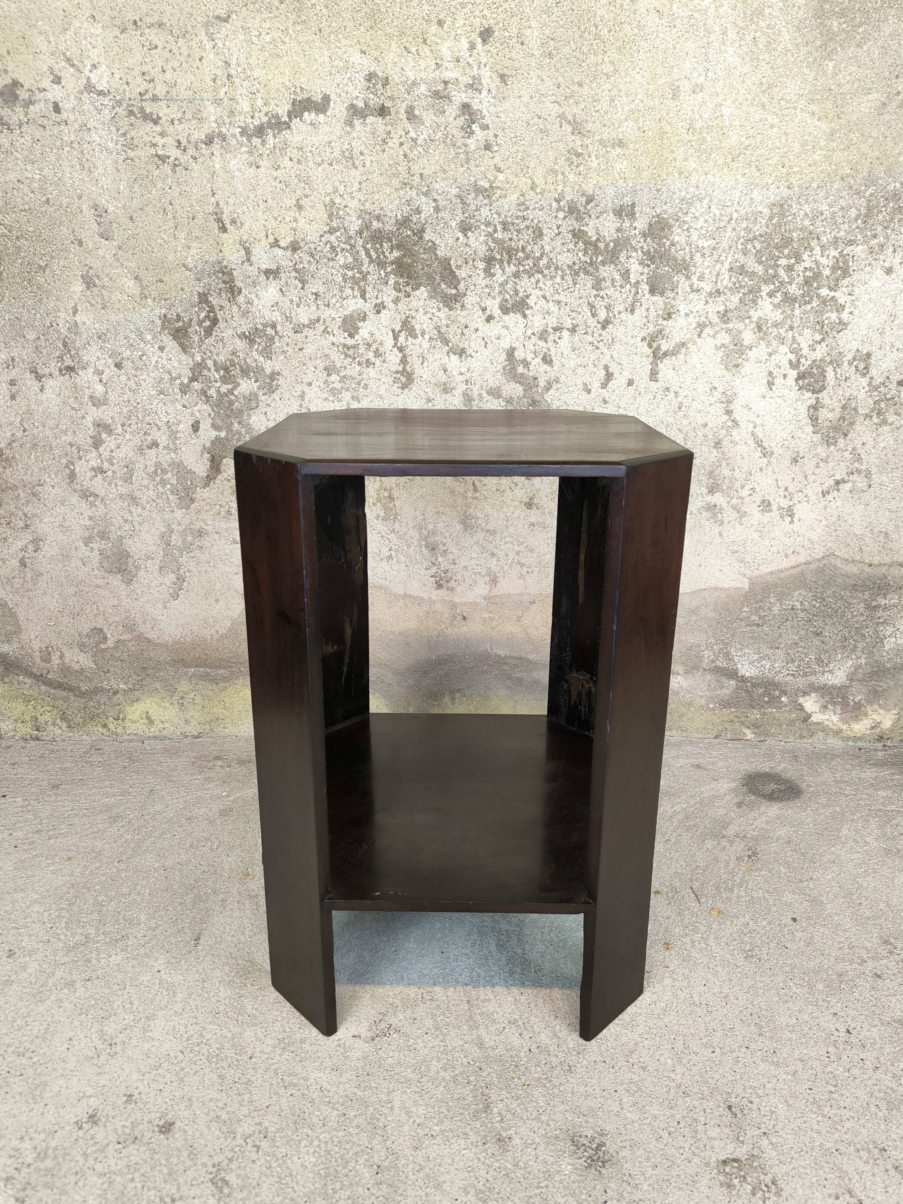 Vintage wooden pedestal table in art deco style