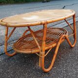Rattan and wicker coffee table Italy 1960