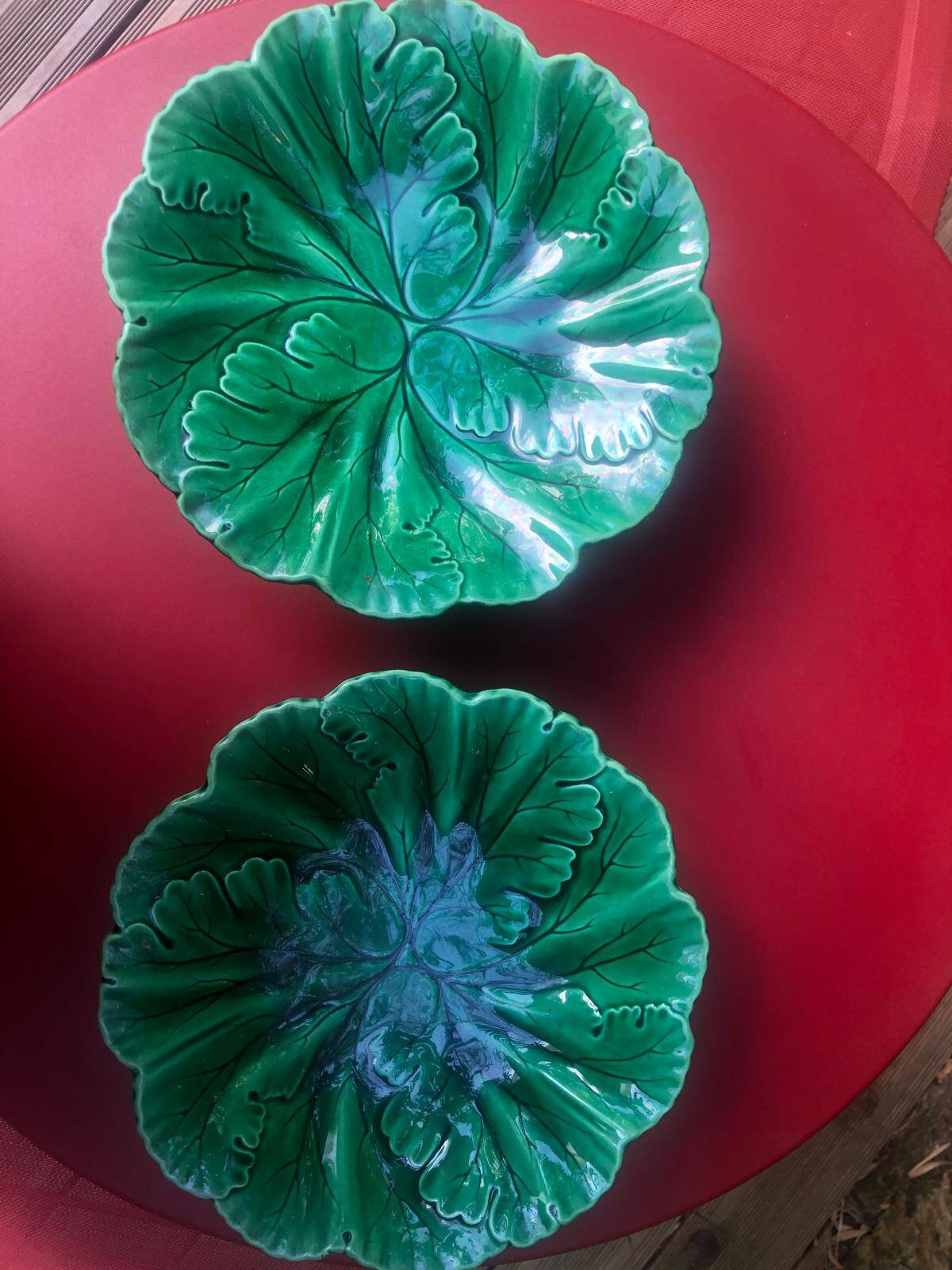 Fruit bowl / compote dish in green earthenware