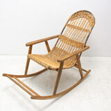 Mid century wicker rocking chair, czechoslovakia, 1960´s