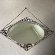 Vintage antique art deco mirror with hanging chain