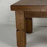 Brutalist square oak side or coffee table, Dutch 1960s