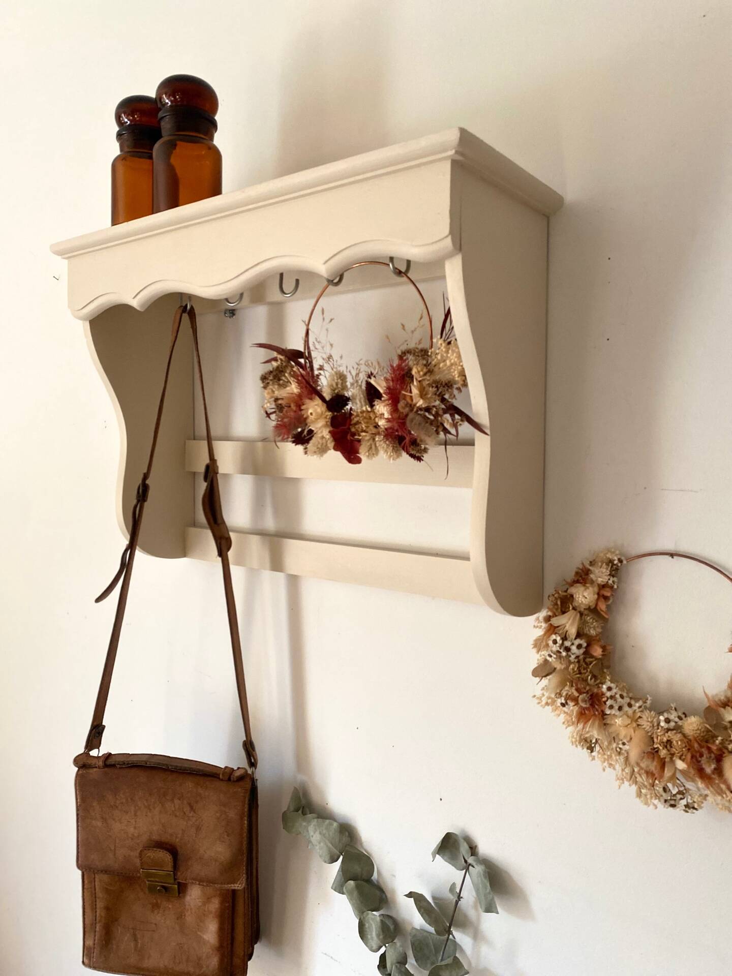 Antique wooden wall shelf