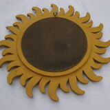 Ancien miroir soleil bombé bois doré "oeil de sorcière"